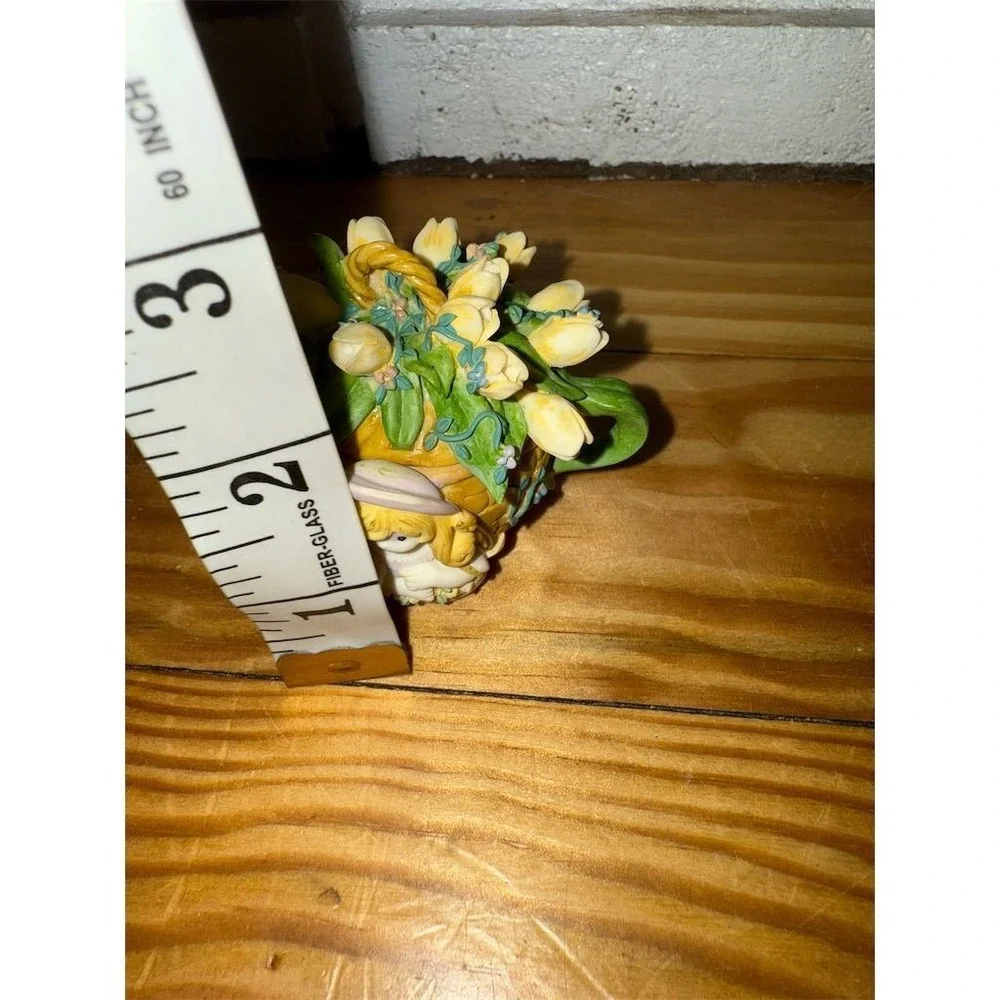 Vintage Precious Moments 1990's Mini Teapot Pastel Yellow Tulip Design true love